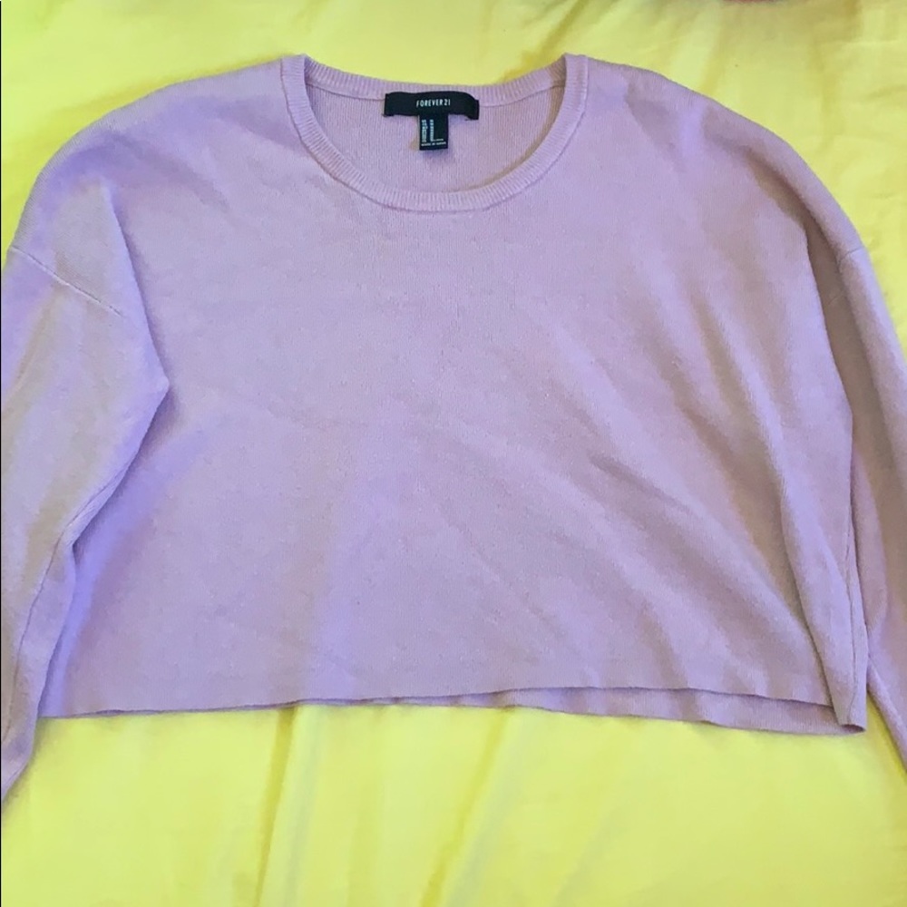 pink, cropped sweater.